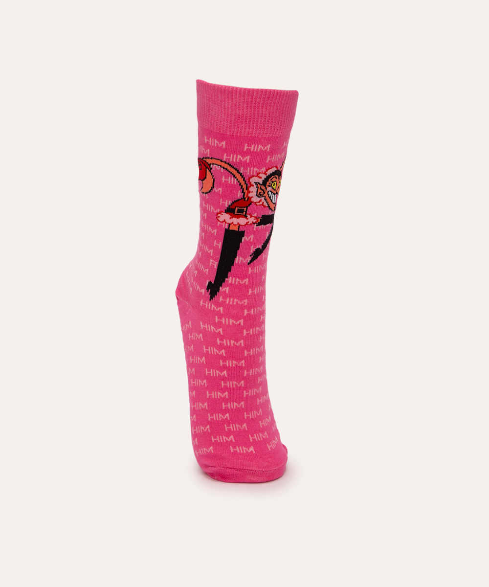 meia cano longo meninas super poderosas pink