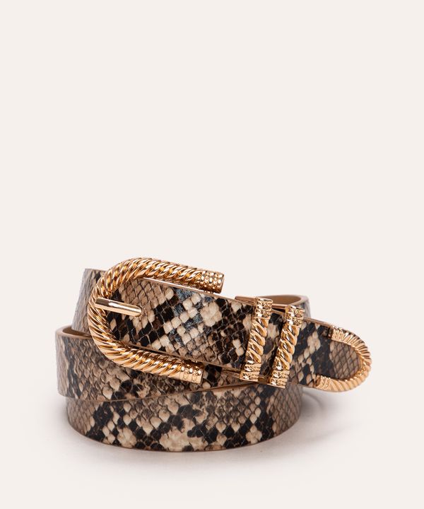 cinto animal print cobra com ponteira e fivela preto 95CM