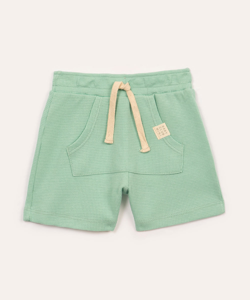 short de algodão infantil texturizado verde