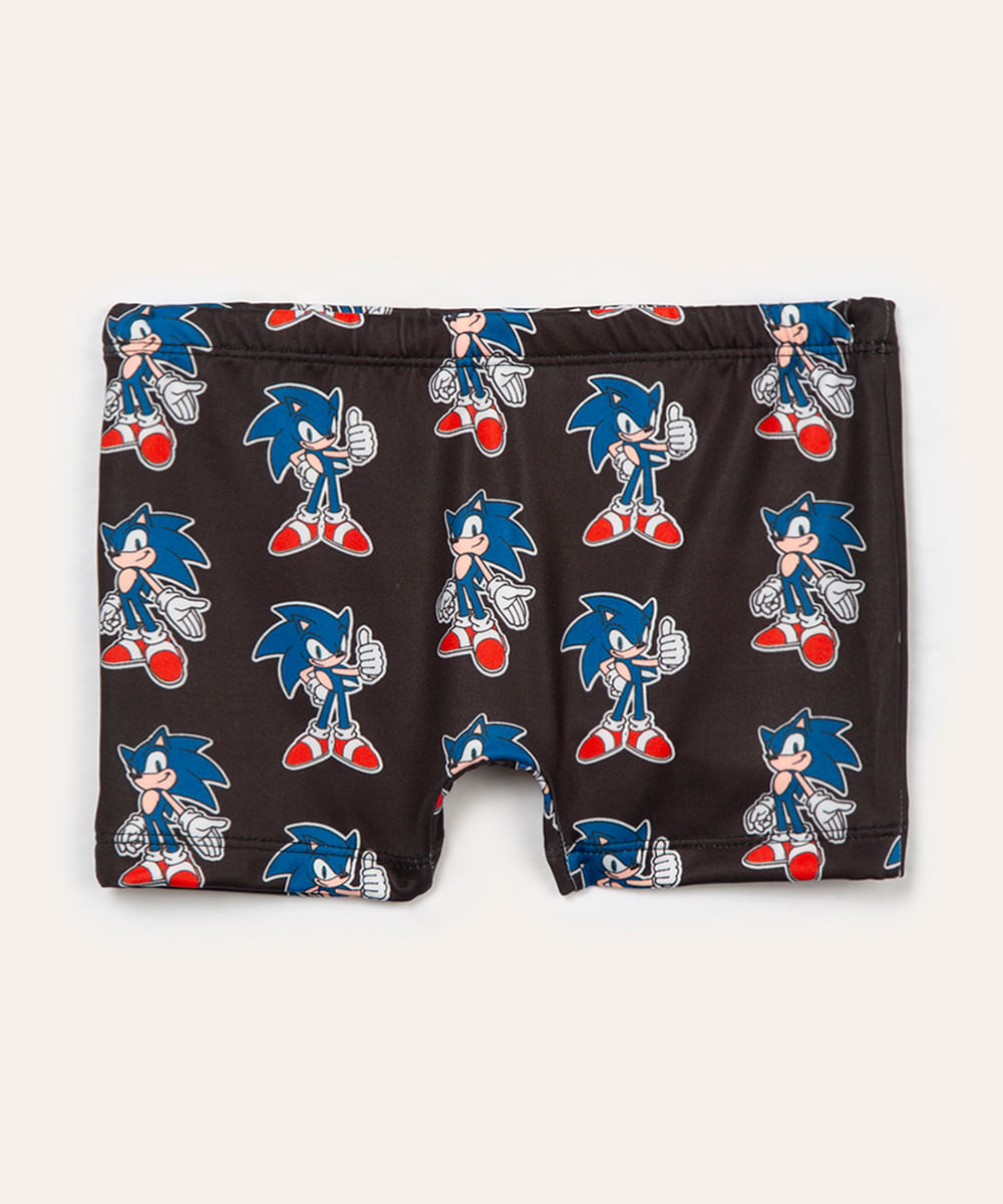 sunga boxer infantil sonic proteção uv preta