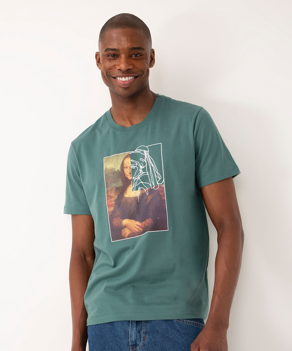 camiseta de algodão monalisa manga curta verde