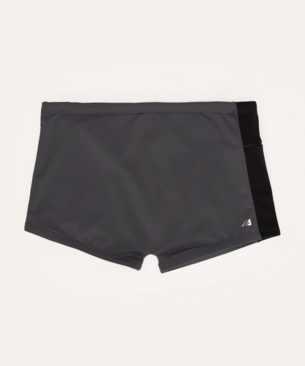 sunga boxer com bolso proteção uv cinza escuro