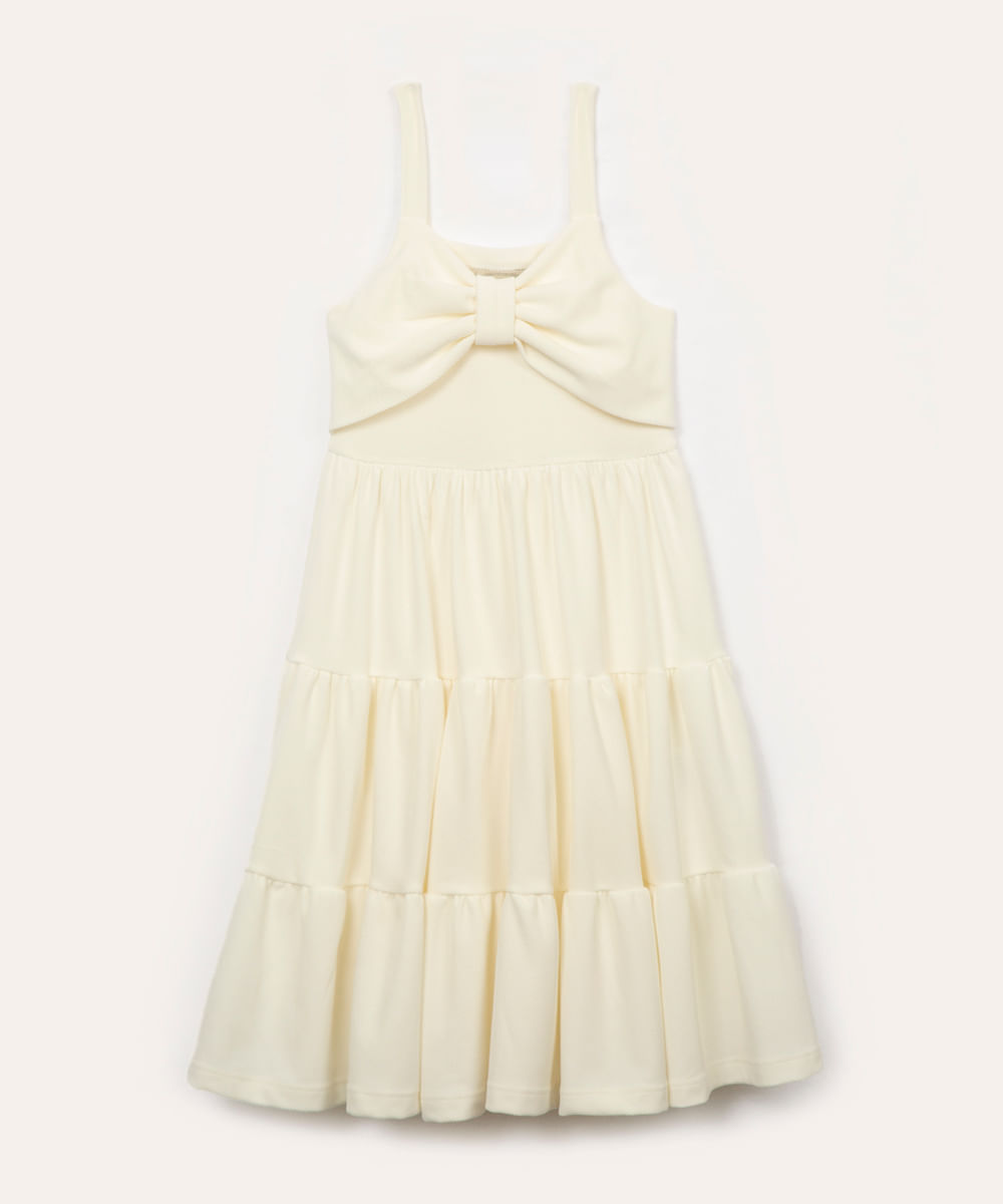 vestido infantil com recortes off White