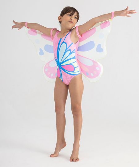 maiô infantil borboleta alças médias com proteção uv multicor 2