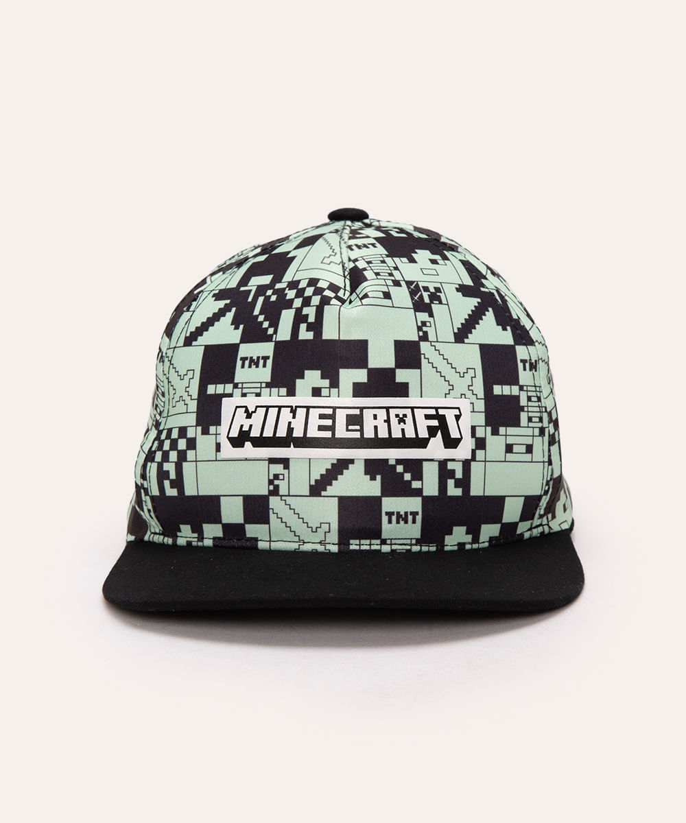 boné infantil minecraft aba reta preto