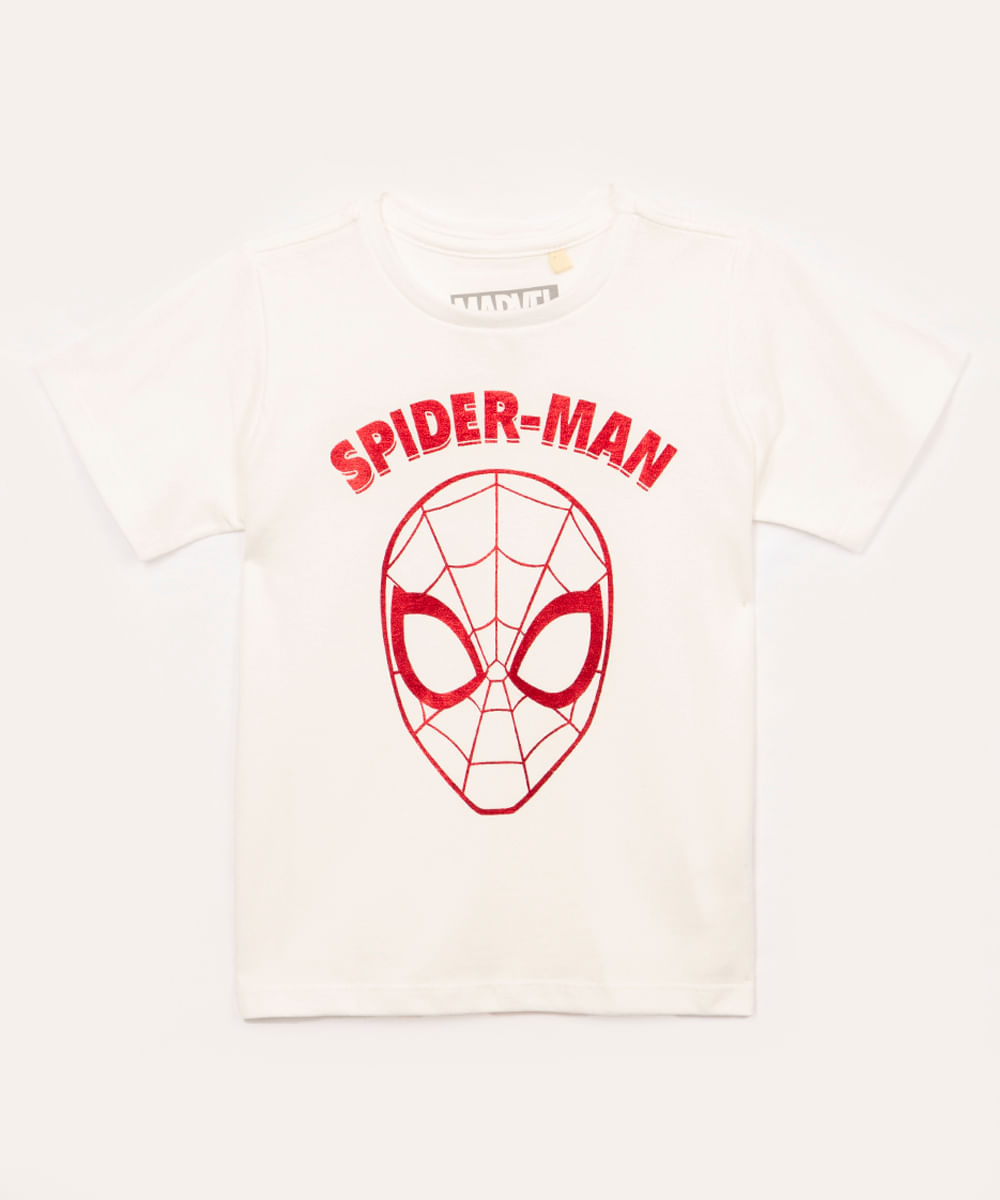 camiseta de algodão infantil homem aranha manga curta branca