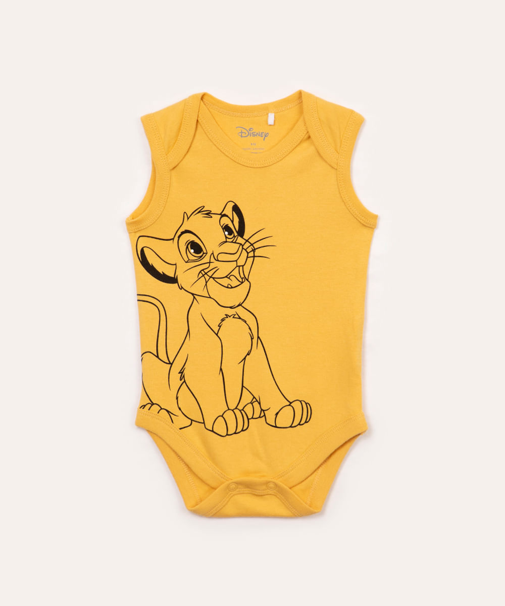 body de algodão infantil simba regata amarelo