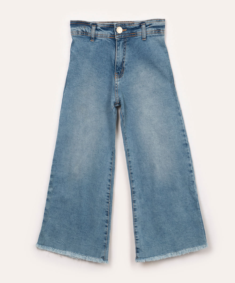 calça jeans infantil com bolsos azul médio