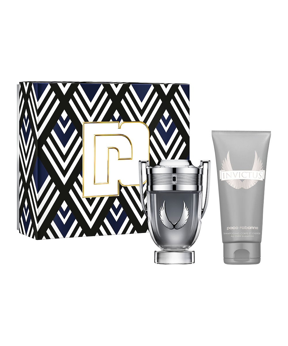 kit rabanne invictus platinum eau de parfum 100ml e shampoo all over 100ml