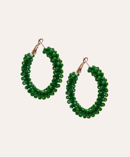 brinco de argola miçanga verde Único