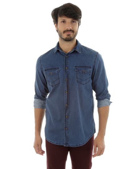 Camisa-Jeans-com-Bolsos-Azul-Medio-8257130-Azul_Medio_1 Camisa-Jeans-com-Bolsos-Azul-Medio-8257130-Azul_Medio_1