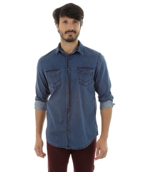 Camisa-Jeans-com-Bolsos-Azul-Medio-8257130-Azul_Medio_1