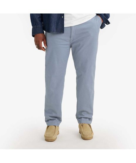 macacão jeans masculino plus size marmorizado com bolsos azul médio - C&A