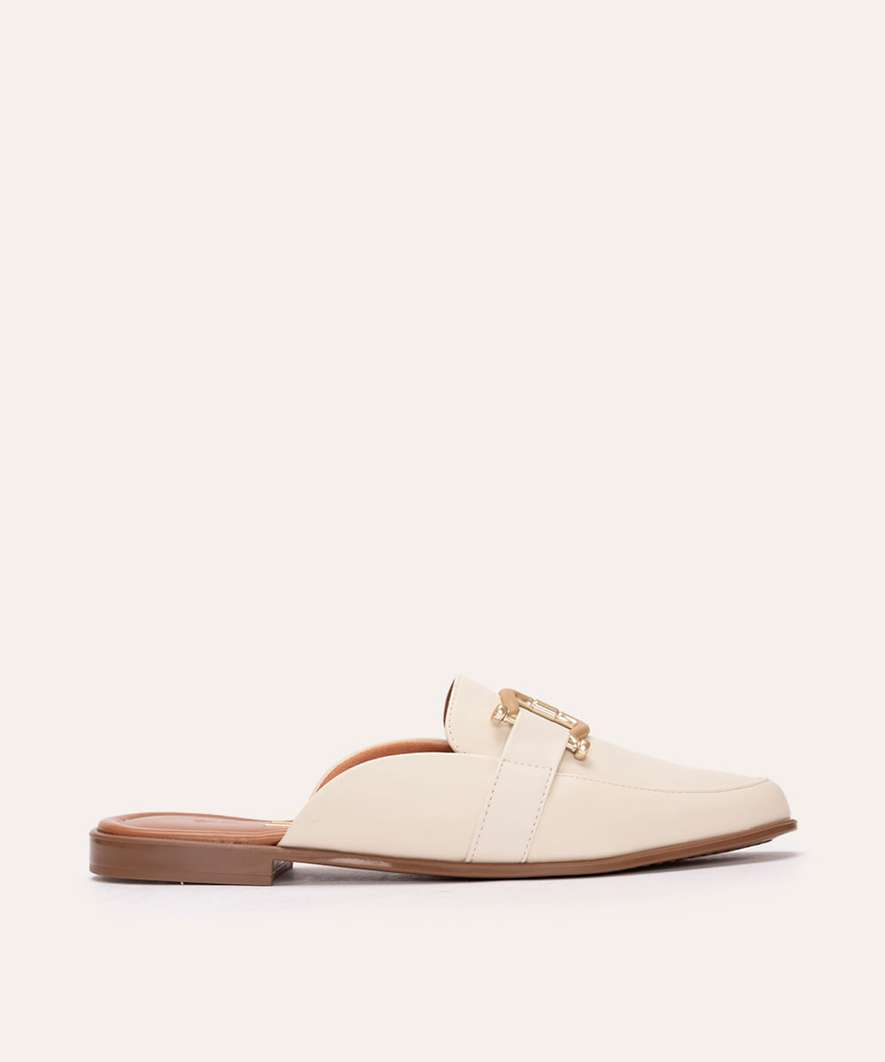 mule com fivela de metal vizzano off white