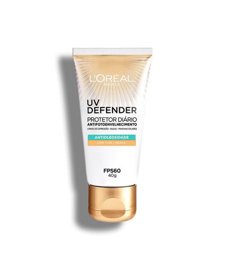 protetor solar l'oréal paris uv defender antioleosidade com cor média fps60 40 G protetor solar l'oréal paris uv defender antioleosidade com cor média fps60 40 G