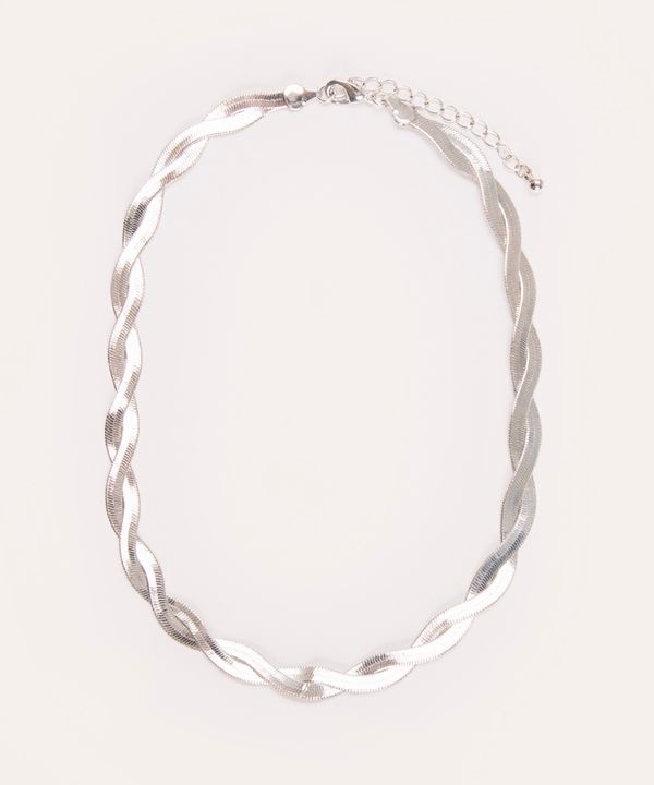 colar snake chain entrelaçada prateado Único