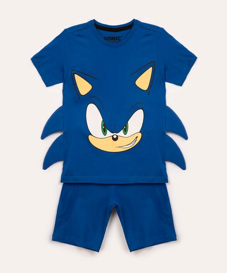 Camiseta infantil Sonic de paetê vai e volta cinza, SEGA