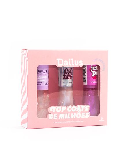 kit 3 esmaltes dailus top coat de milhões UNICO