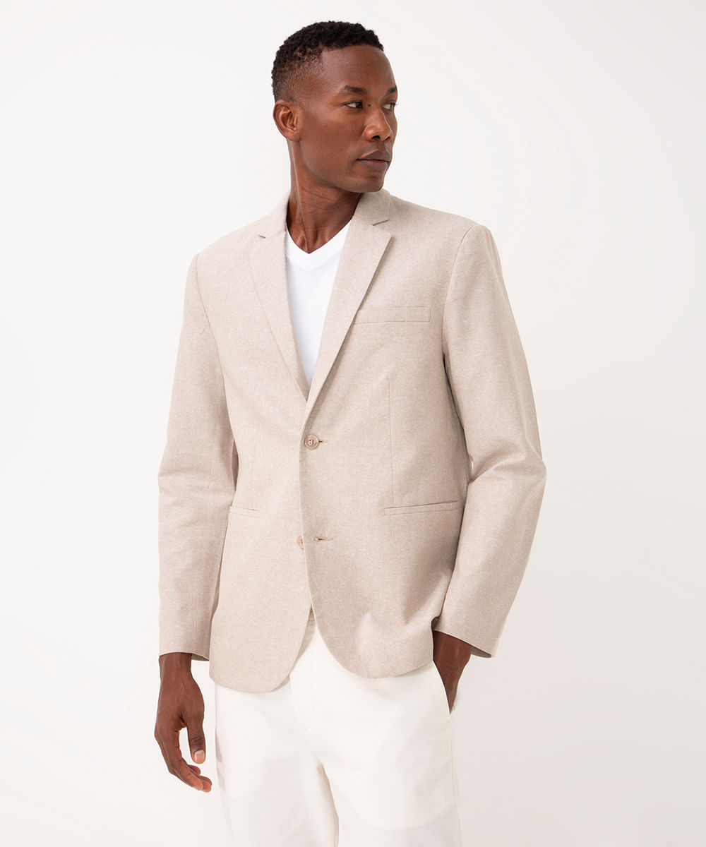 blazer comfort linho com ombreiras off white