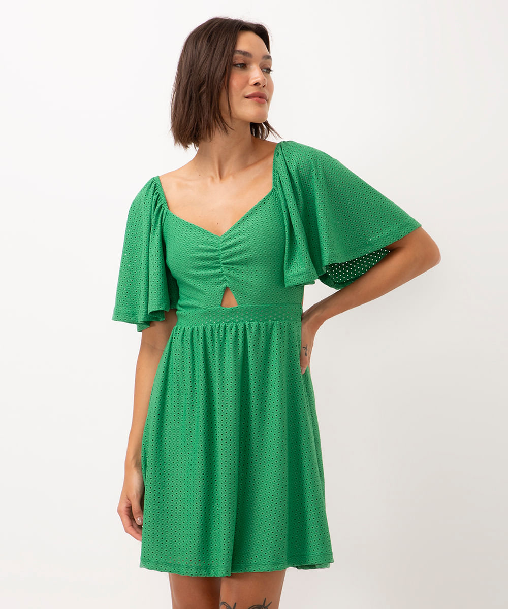 vestido curto de laise cut out verde