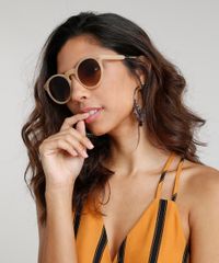 Oculos-de-Sol-Redondo-Feminino-Oneself-Bege-9392473-Bege_2