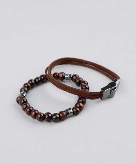 Kit-de-2-Pulseiras-Masculinas-Marrom-9391948-Marrom_1
