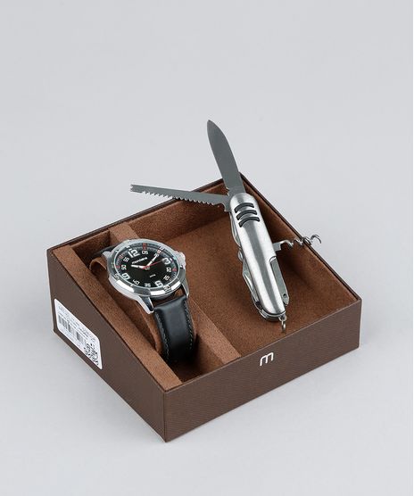 Kit-de-Relogio-Analogico-Mondaine-Masculino---Canivete---83405G0MVNH1KC-Preto-9377643-Preto_1