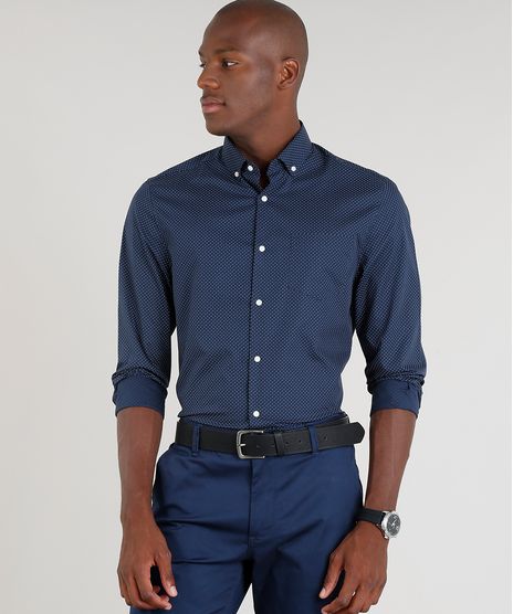 Camisa-Masculina-Comfort-Estampada-de-Poa-Manga-Longa-Azul-Marinho-9093243-Azul_Marinho_1