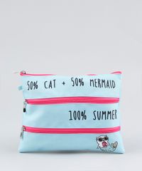 Necessaire-Feminina-com-Divisorias-Gato-Sereia-Verde-Claro-9322310-Verde_Claro_2