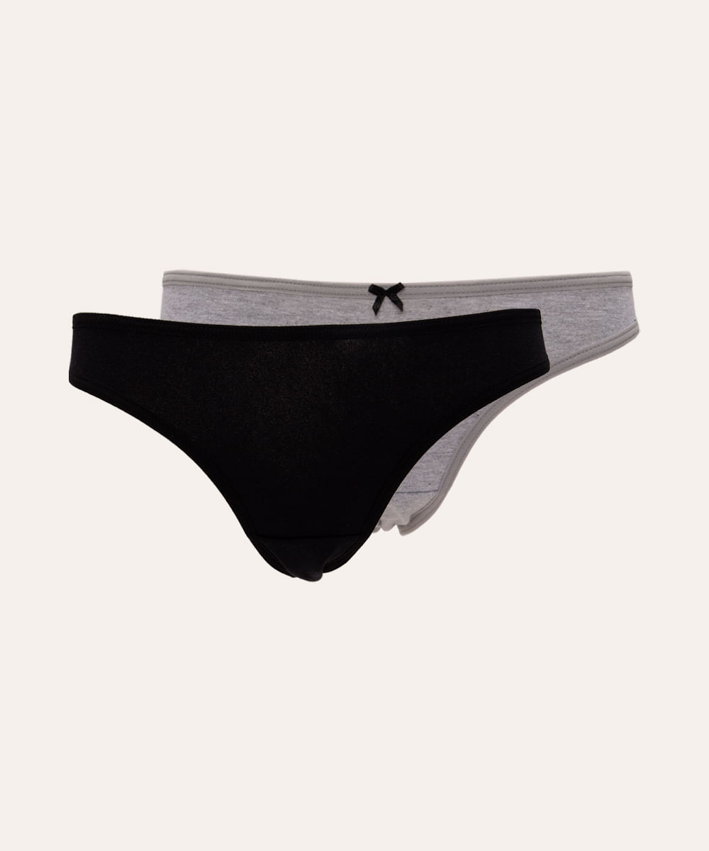 kit de 2 calcinhas de algodão fio dental colorido