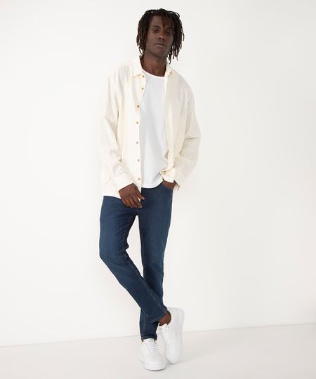 calça skinny com bolsos jeans médio 40