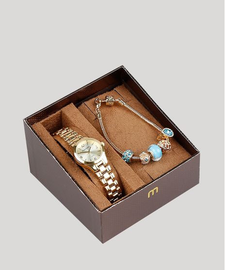 Kit-de-Relogio-Analogico-Mondaine-Feminino---Pulseira---53540LPMVDE1K-Dourado-9377326-Dourado_1