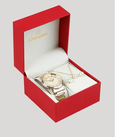 Kit-de-Relogio-Analogico-Champion-Feminino---Colar---Brinco---CN29409N-Dourado-9375646-Dourado_1