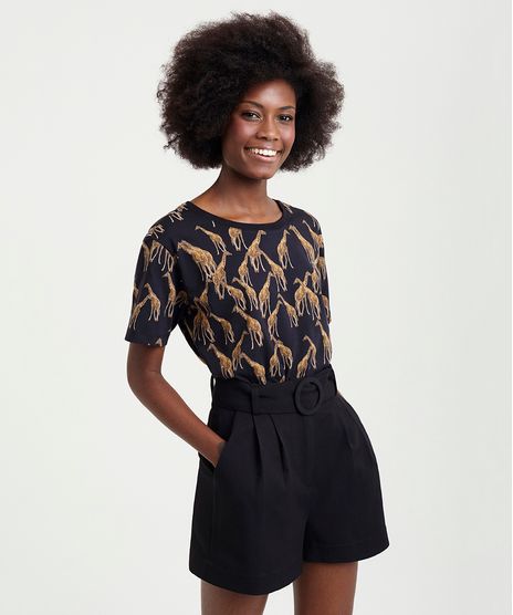 T-shirt-Feminina-Mindset-Estampada-de-Girafas-Manga-Curta-Preta-9394893-Preto_1