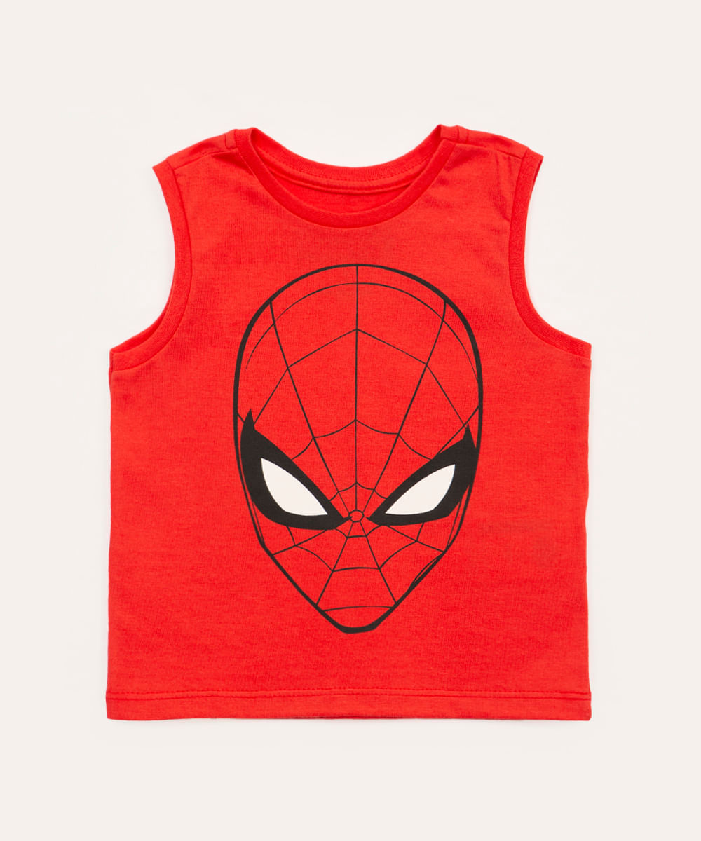 regata infantil de algodão homem aranha vermelho