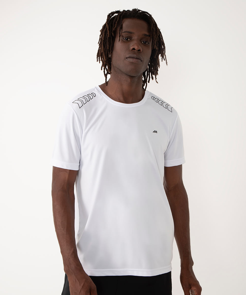 camiseta setas manga curta esportiva ace branca