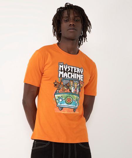 camiseta de algodão scooby doo kombi manga curta laranja P