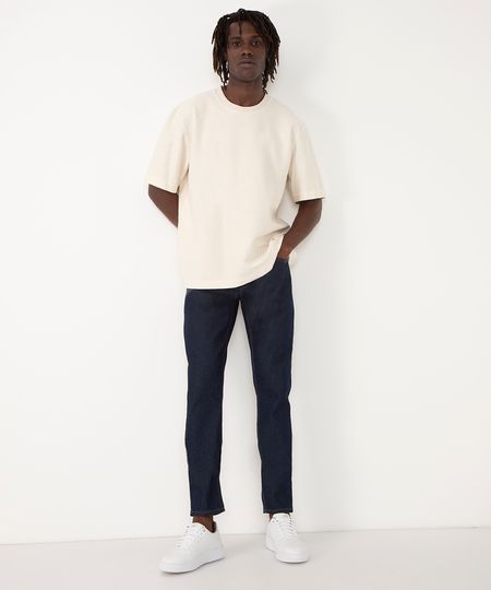 calça jeans skinny com bolsos azul escuro 44
