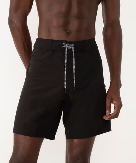 bermuda surf com bolso zíper e cordão preto 38