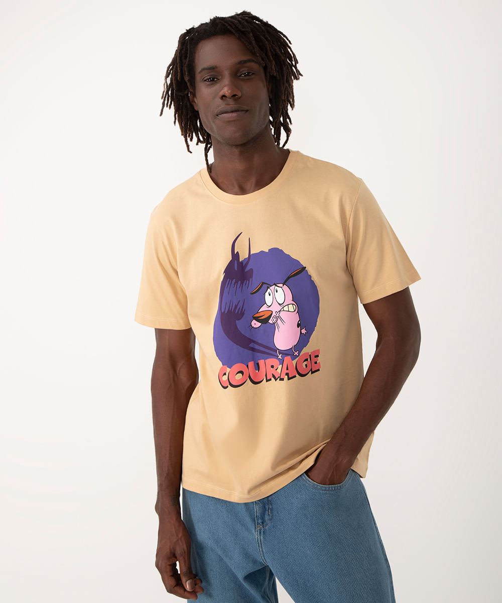 camiseta de algodão courage manga curta bege