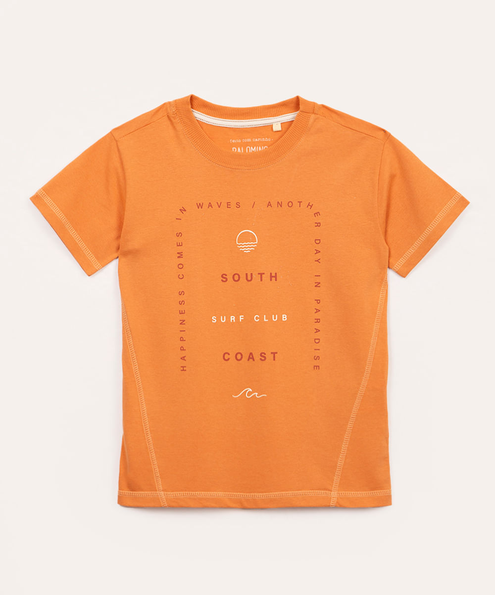 camiseta infantil de algodão south coast laranja