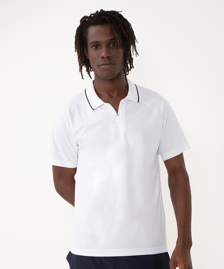 polo com recorte raglan manga curta esportiva ace branco P