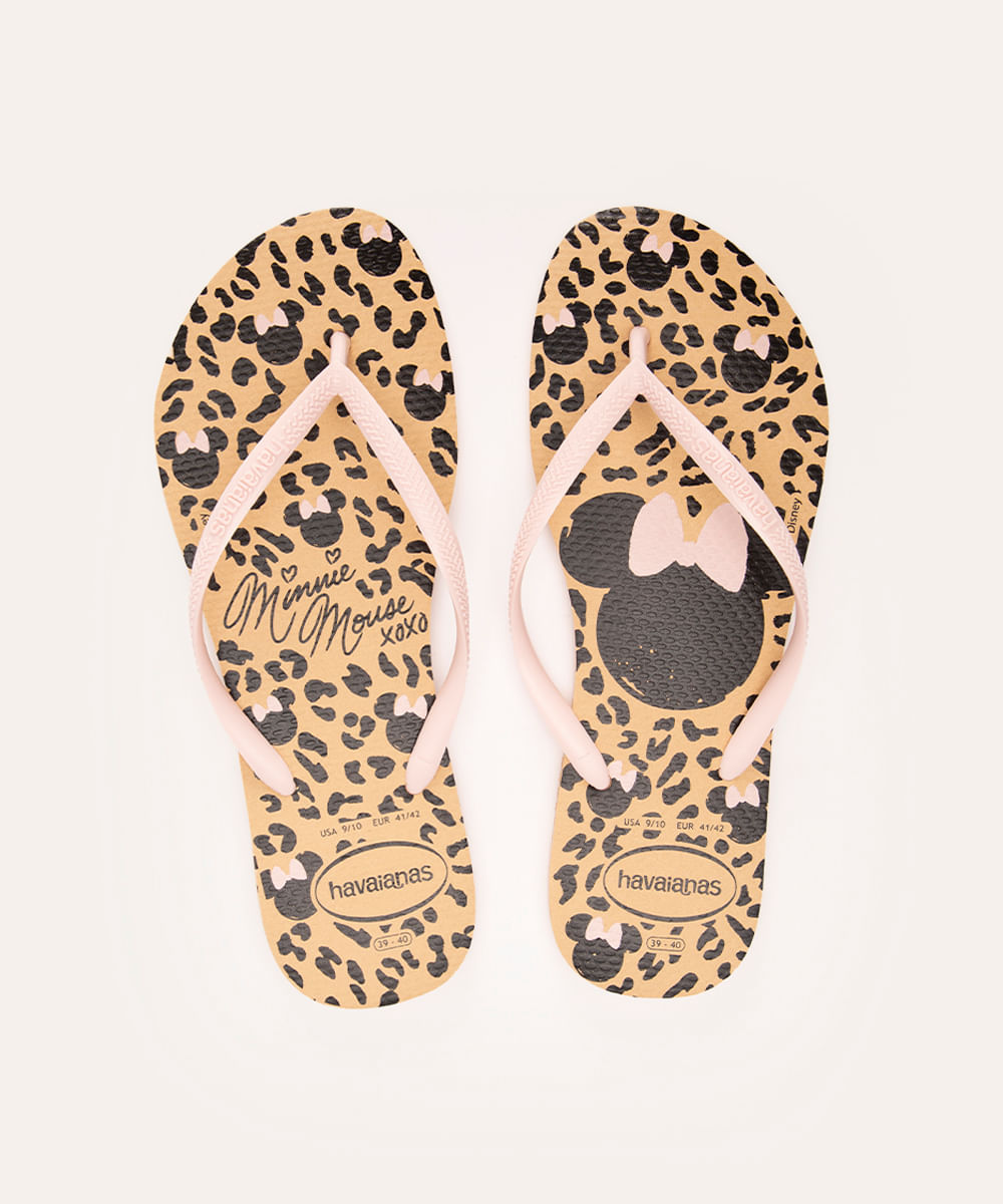 chinelo havaianas slim minnie dourado