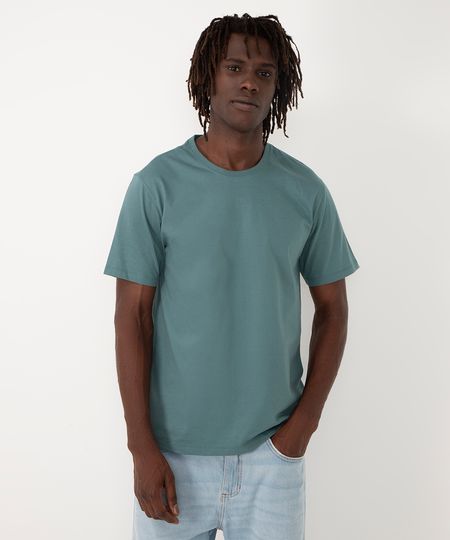 camiseta básica de algodão manga curta - PETROLEO P