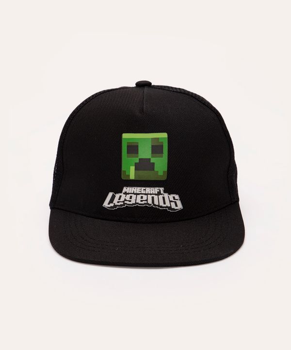 boné infantil aba reta com tela minecraft preto Único