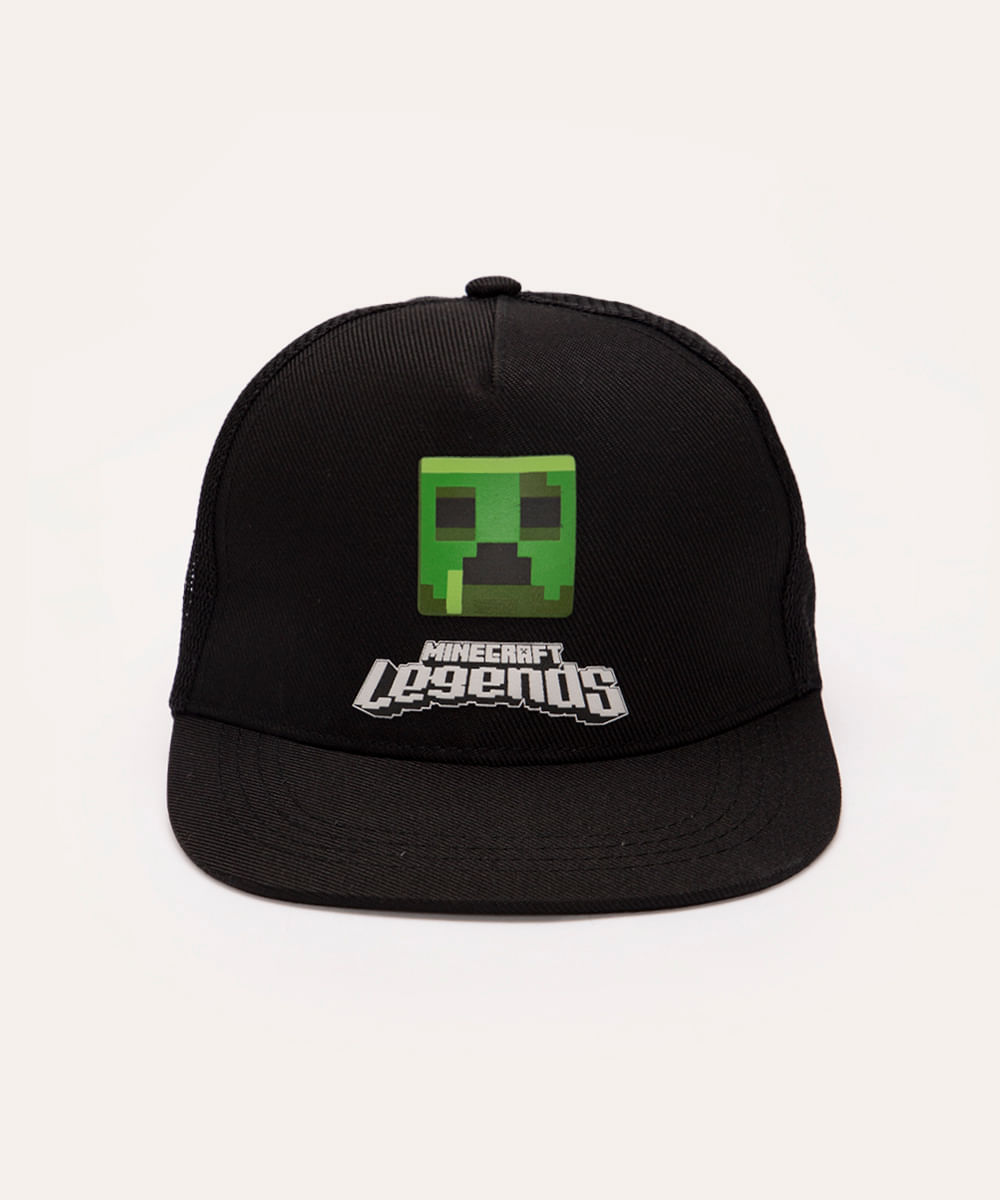 boné infantil aba reta com tela minecraft preto