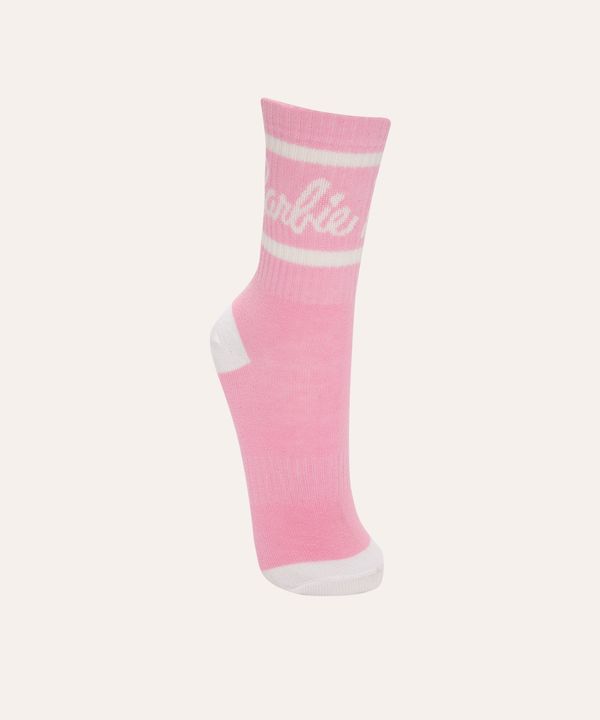 meia cano longo infantil barbie rosa 22-25