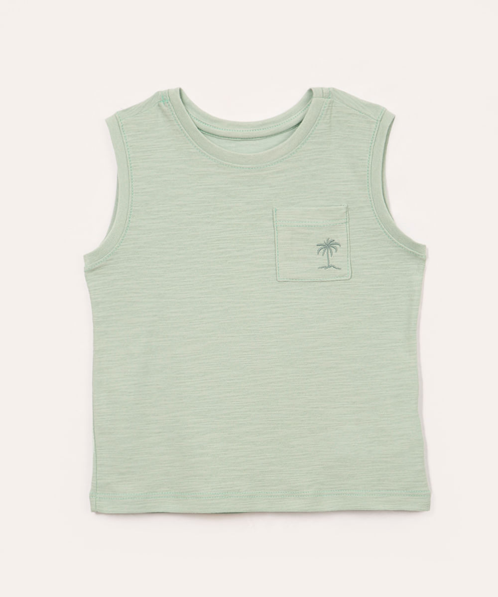 regata de algodão infantil com bolso verde