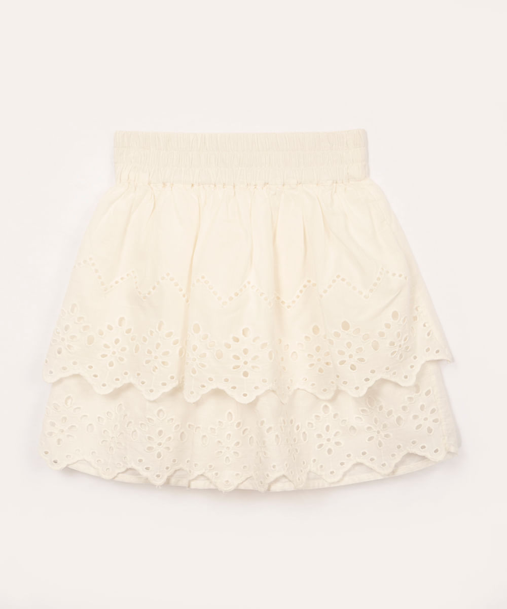 saia de laise infantil com elástico off white