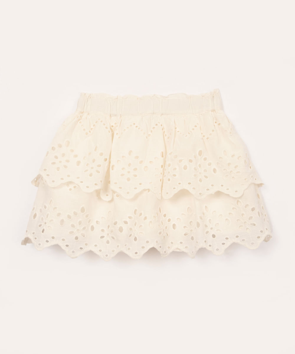 saia de laise infantil com elástico off white